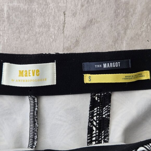 Anthropologie Maeve Flare Cropped Dress Pants Small Black White Printed Trouser - Picture 8 of 12